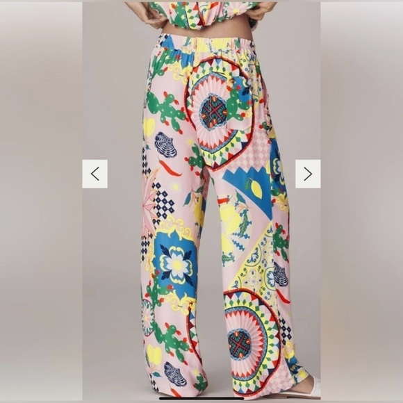 Anthropologie Maeve Straight Wide Leg Pull On Pants Pink Rose XS NWT - Picture 4 of 9